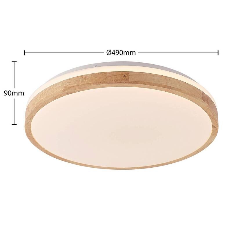 Lindby Deckenleuchte Deckenlampe LED Holz Emiva dimmbar Fernbedienung rund - 4251911711967