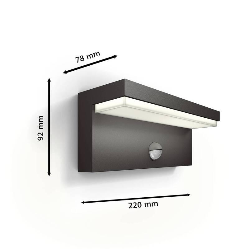 Philips Außenwandleuchte LED mit Bewegungsmelder 3.8W anthrazit 800 Lumen IP44 - 8720169257412