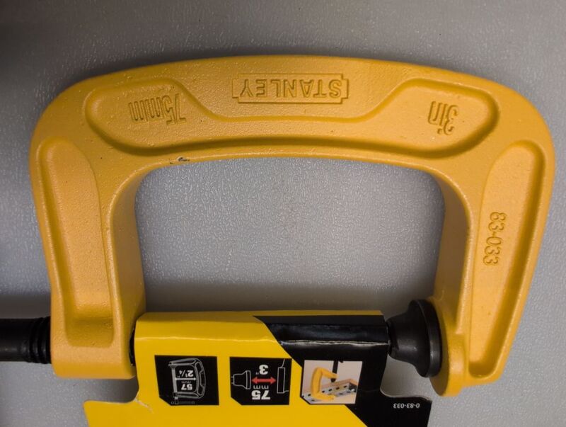 Stanley C-Klemme Spannweite 75mm schwarz-gelb 670g max. Klemmöffnung 7,5cm - 3253560830335