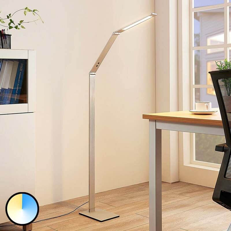 Lucande Stehleuchte Nicano LED dimmbar grau Aluminium 125cm CCT 3000K-6000K - 4251096541991