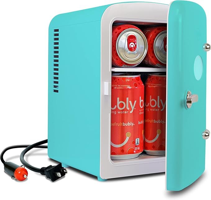 Koolatron Retro-Mini Kühlschrank 4L 12V aqua türkis kompakt für Büro Auto - 59586710025