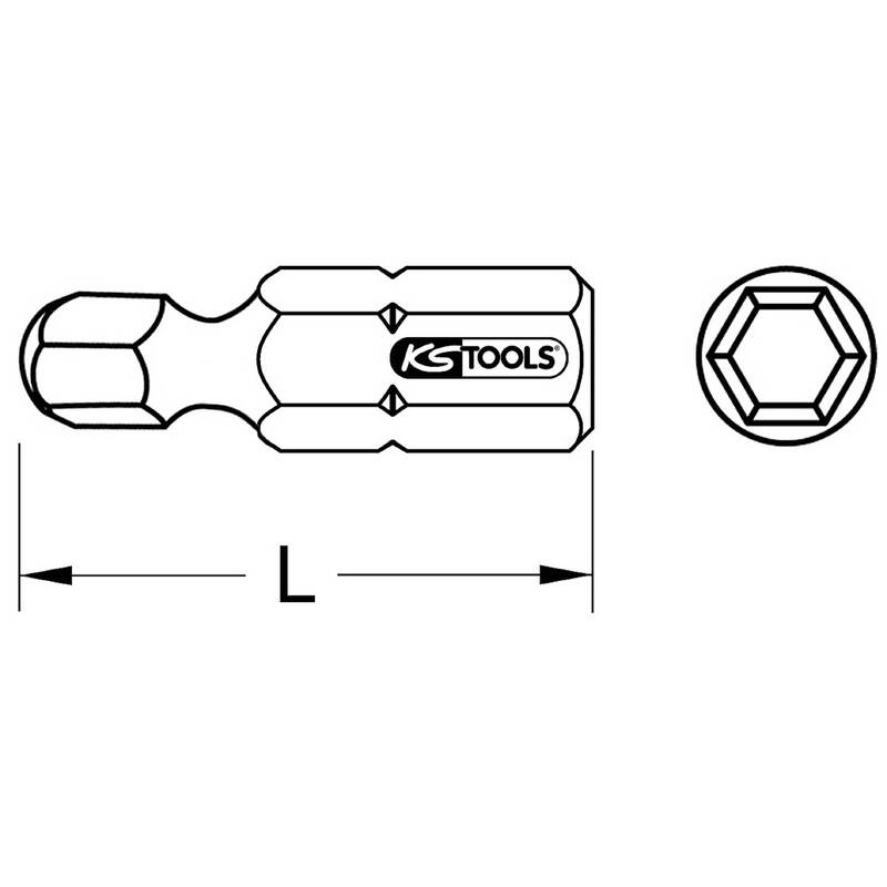 KS Tools Sechskant-Bit Werkzeugstahl vernickelt C 6.3 6mm 25mm 1 Stück 911.3708 - 4042146552919