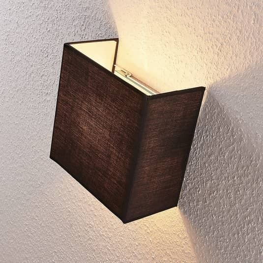 Lindby Stoff-Wandleuchte Adea 25 cm quadratisch schwarz Wandleuchte Lampe Leu649 - 4251096545692