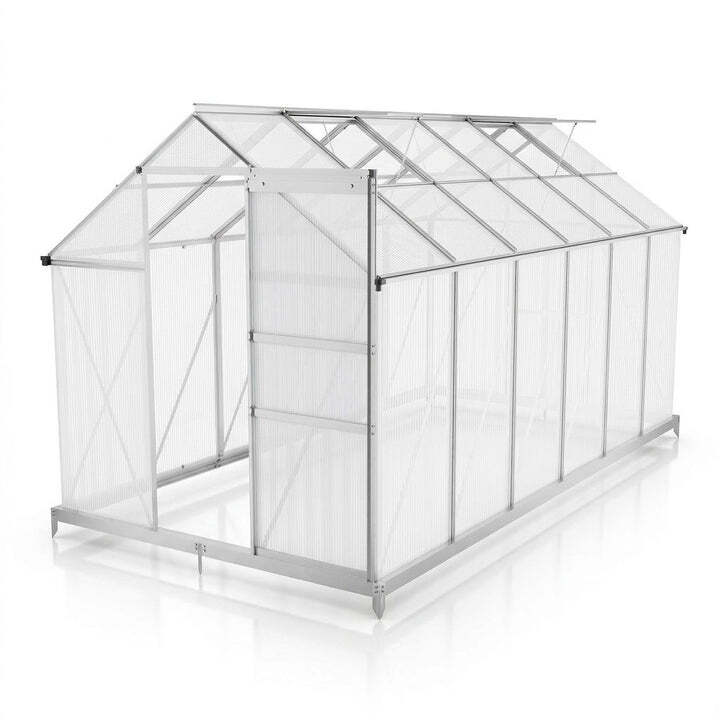 Aluminium Gewächshaus 7,2 m² mit Stahlfundament für optimale Pflanzenbedingungen - 4262437187334