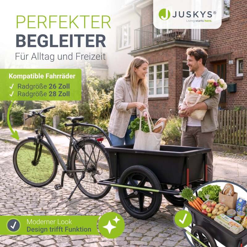 Transportanhänger Fahrradanhänger 90 Liter Kunststoffwanne bis 80kg flexibel - 4260304766446