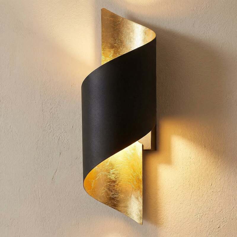 Lindby Wandleuchte Desirio LED Wandlampe dimmbar schwarz gold 35cm E14 Metall - 4251911712810
