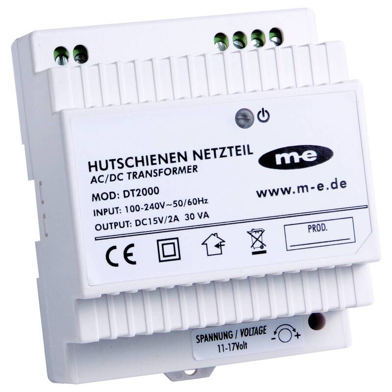 HUTSCHIENEN-NETZTEIL DT 2000 Türsprechanlage 15 V/DC 2 A Weiß M-E modern elec... - 4250109162000