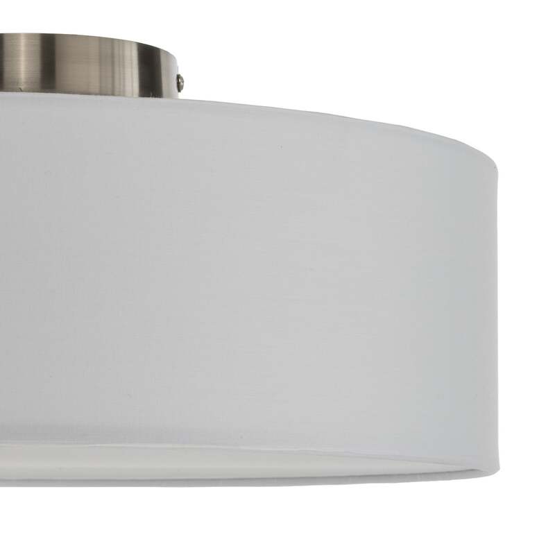 Lindby Deckenleuchte Lampe Sebatin LED Leuchte dimmbar weiß Ø40cm Stoff nickel - 4251096503111