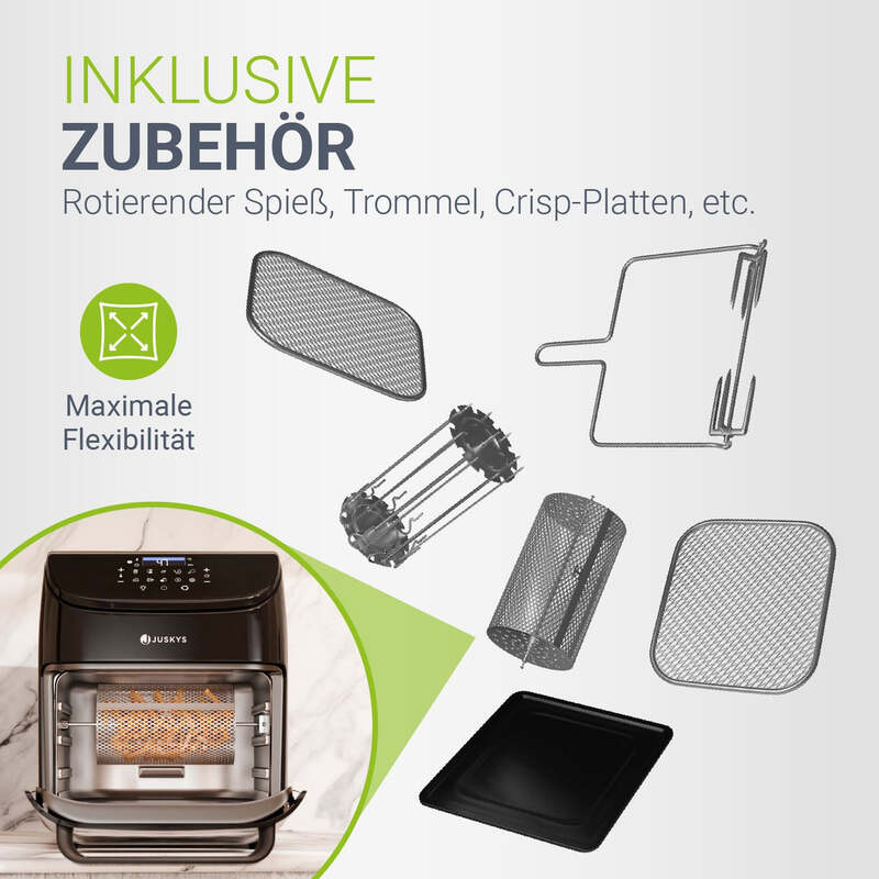 Heißluftfritteuse 12L Airfryer Fritteuse mit 10 Programmen schwarz Zubehör 1700W - 4262437185965
