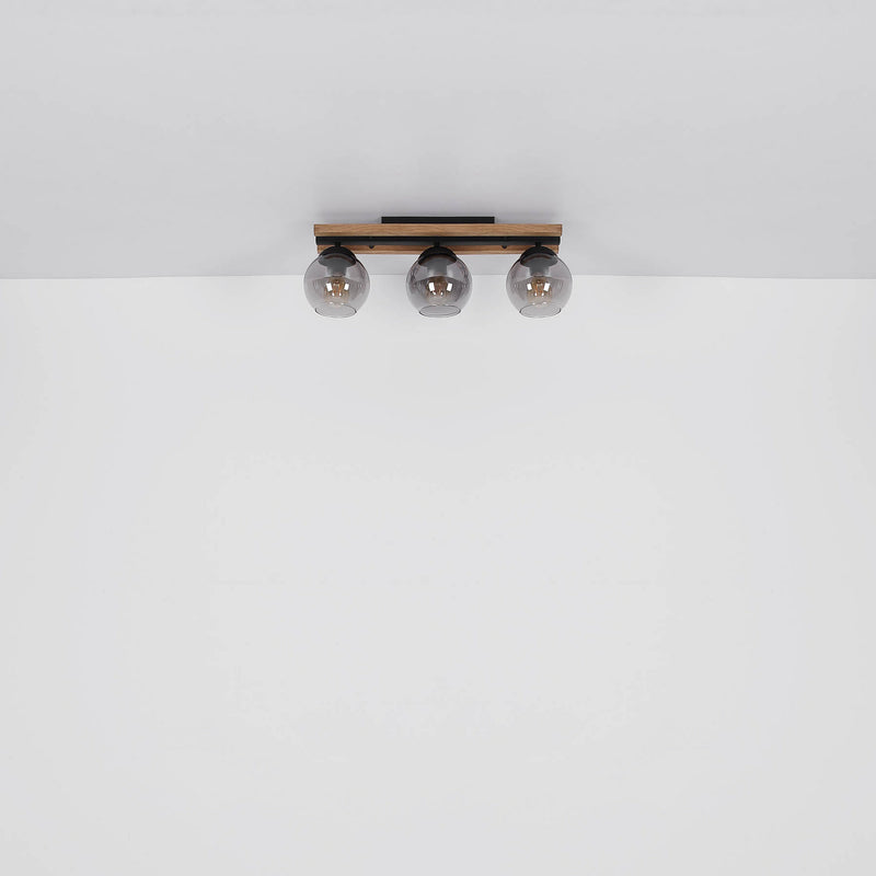 Globo Deckenlampe Conni LED Leuchte dimmbar 3-flg rauchgrau Holz 60cm - 9007371441235