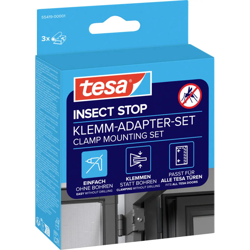 tesa Adapter für FALT Tür Insektenschutz bohrfrei Klemmbefestigung anthrazit - 4063565057915