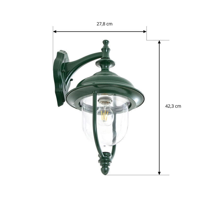Lindby Außenwandleuchte Clint IP44 dimmbar grün Aluminium 42cm für Balkon - 4255830907197