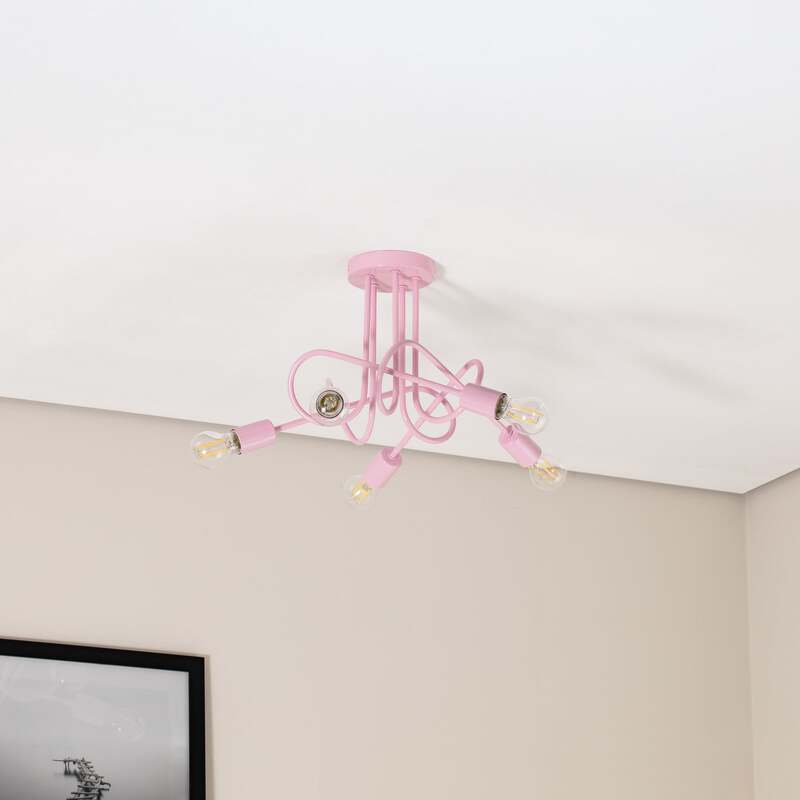 HELAM Deckenleuchte Lampe Oxford Deckenlampe hellrosa Metall 47 cm 5-flammig359 - 5902349236735