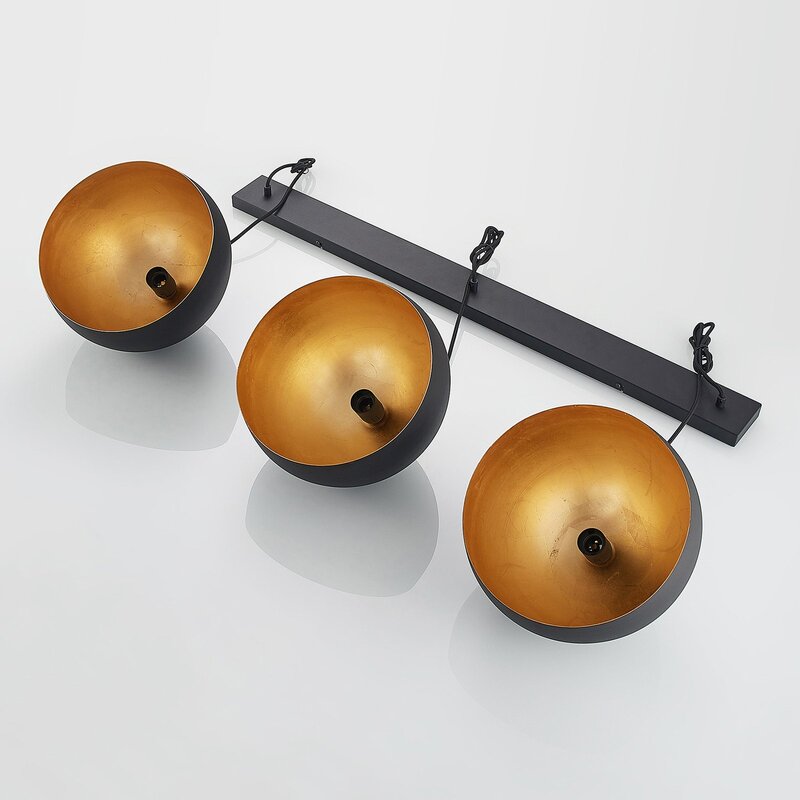 Lindby Pendellampe Tarjei 120cm schwarz/gold Metall 3xE27 dimmbar - 12755735109918