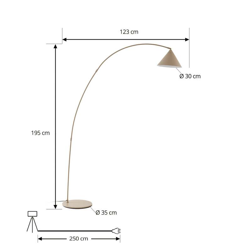 Lindby Bogenlampe Stehlampe Triangolo Metall beige E27 Schalter - 4255830902697