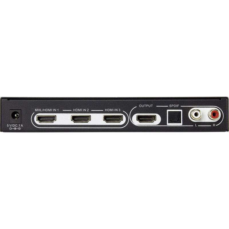 SpeaKa Professional HDMI-Switch 3 Port UHD 4K 60Hz Manuell Schwarz 179x67mm - 4016138982459