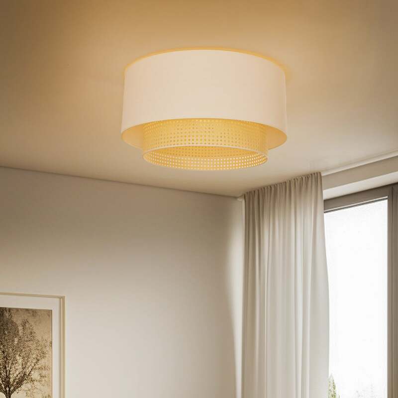 Duolla Deckenleuchte Hängelampe Boho Rattanlampe creme weiß 60 cm Baumwolle - 5903689189736
