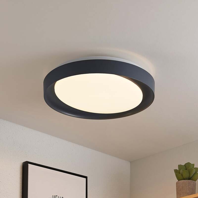 Lindby Deckenleuchte Alyano LED dimmbar RGB CCT Fernbedienung 48cm dunkelgrau - 4251096599381