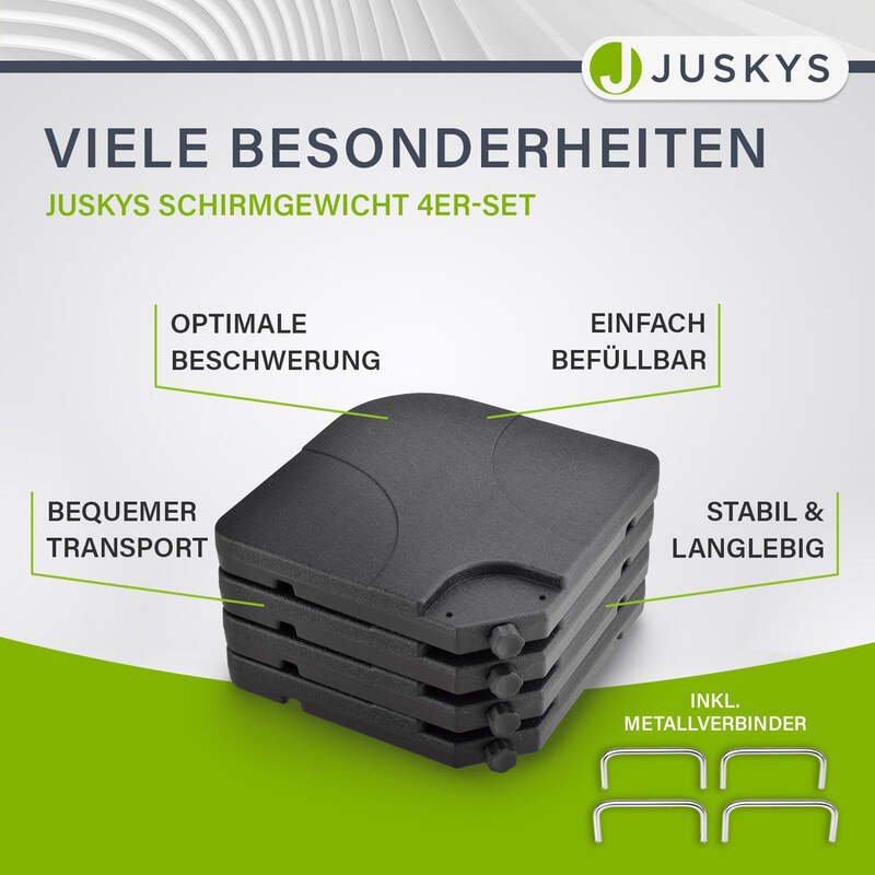 Schirmgewicht 4er Set QuadGewicht HDPE befüllbar bis 80kg schwarz stabil - 4260565522850