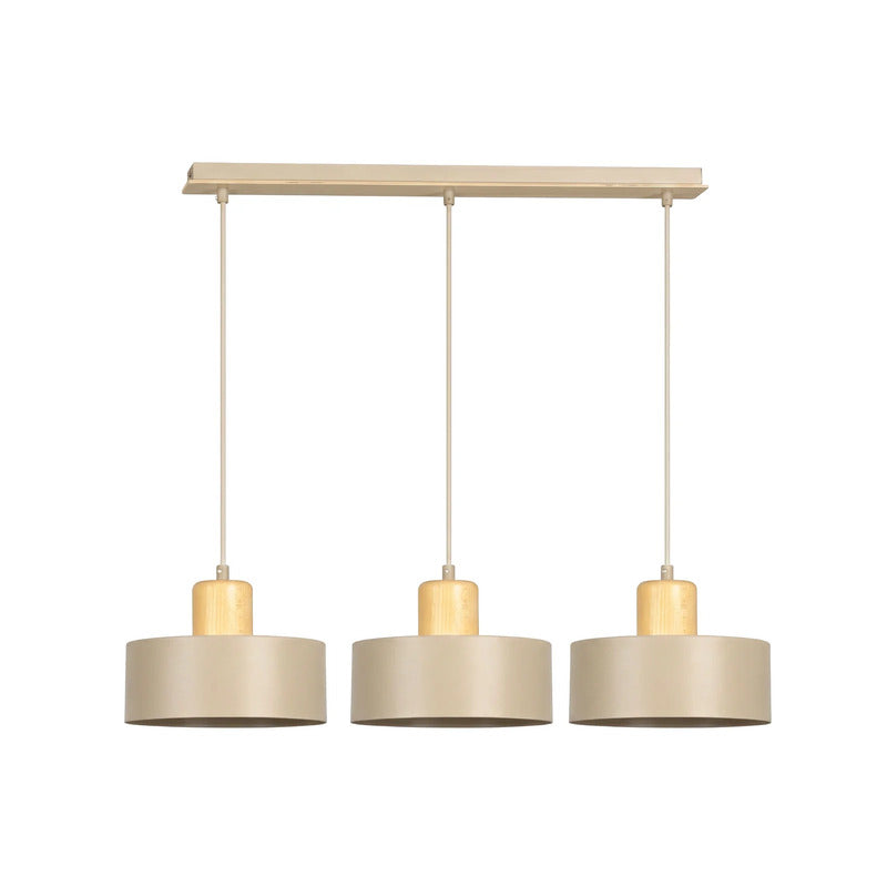 Hängeleuchte Torin beige 3-flg Pendelleuchte Lampe dimmbar Metall Holz 80cm - 5907106019170