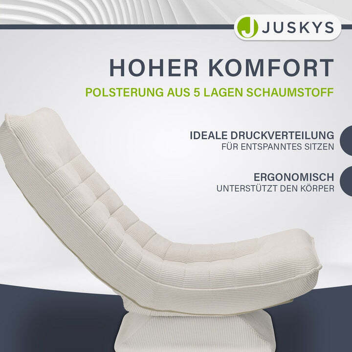 Relaxsessel Korsika 360° drehbar ergonomisch Cord 5-lagige Polsterung beige - 4262437183916