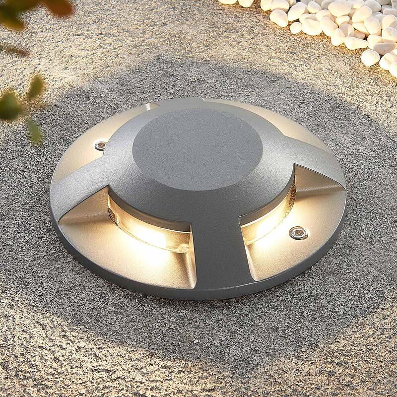 Lucande LED-Bodenstrahler Jeffrey Gartenleuchte silber 4 Lichtaustritte IP67 - 4251096569599
