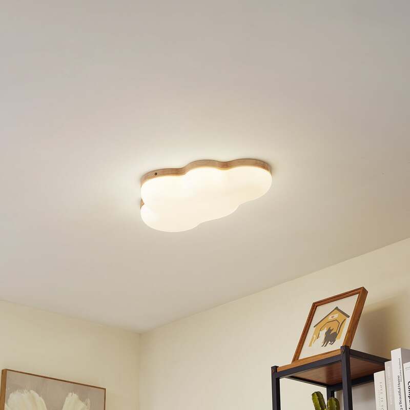 Lindby LED-Deckenleuchte Pilvi Wolke 50 cm 18 W Warmweiß Kunststoff Holz - 4251911792683
