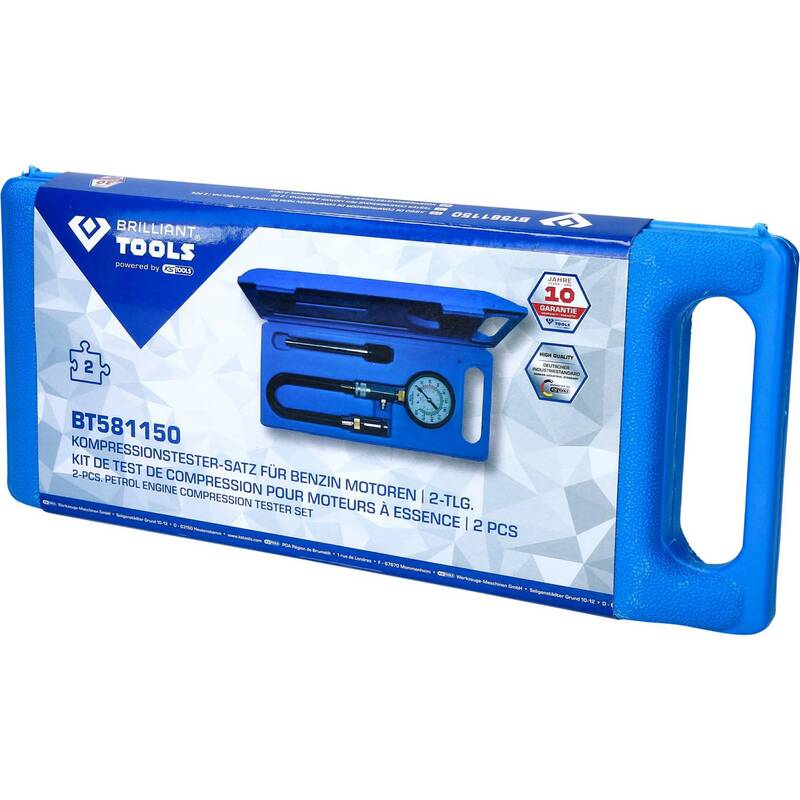 Brilliant Tools Kompressionstester Satz Kompressionsprüfer Benzin Motor Set 2tlg - 4042146779521