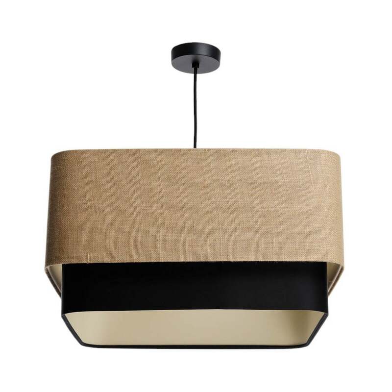 Hängeleuchte Kwadro Duo LED Pendelleuchte dimmbar schwarz beige 50x50cm Jute - 5906742034974