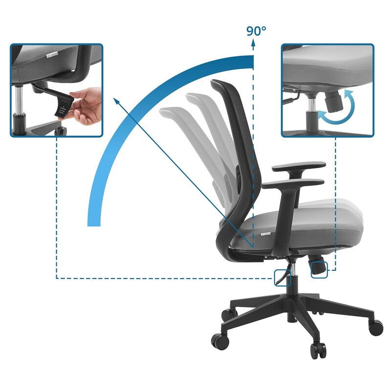 hjh OFFICE Home Office Stuhl Sedito Stoff Netzstoff Armlehnen Bürostuhl schwarz - 4064323108603