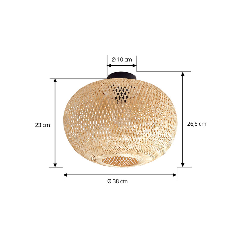 Lindby Deckenleuchte Kessia LED Lampe Hängeleuchte dimmbar natur Ø40cm 38cm - 4251911793253