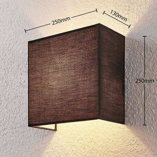 Lindby Stoff-Wandleuchte Adea 25 cm quadratisch schwarz Wandleuchte Lampe Leu649 - 4251096545692