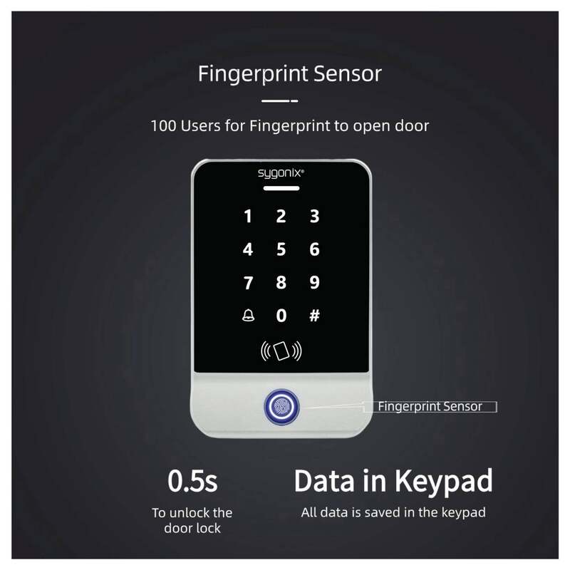 Sygonix Fingerprint RFID Zugangssystem Aufputz 12V DC mit Tastatur silber 1000 - 4064161487731