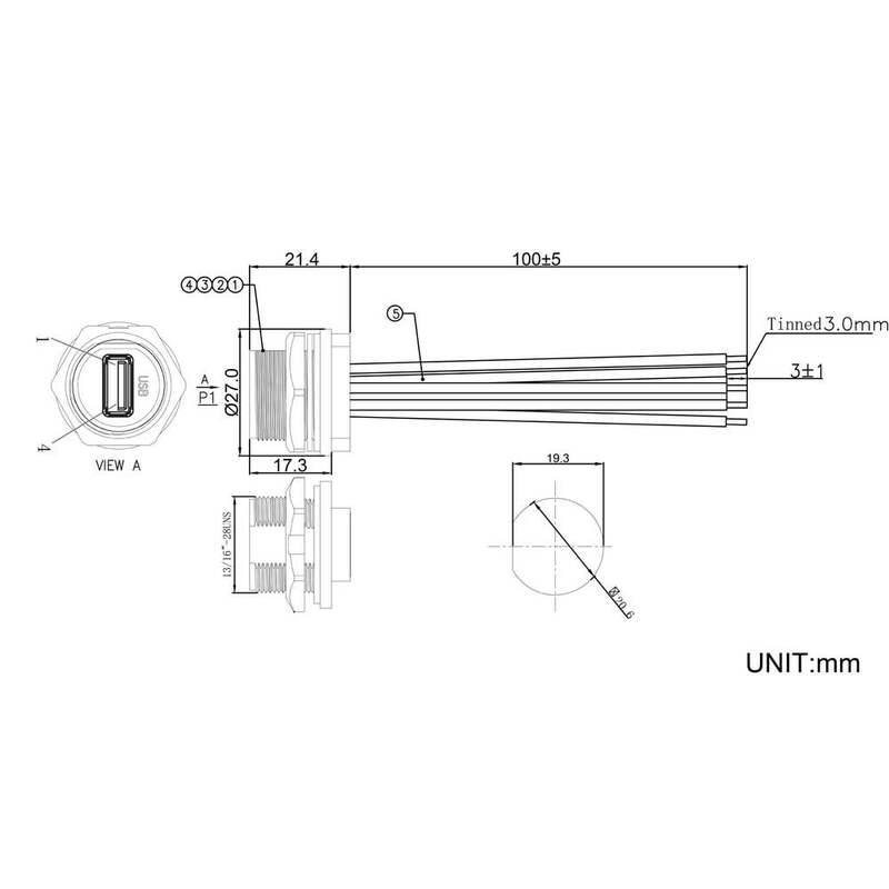 Tru Components USB Steckverbinder 2.0-Buchse Anschluss rückseitig 5 STÜCK - 4064161473482