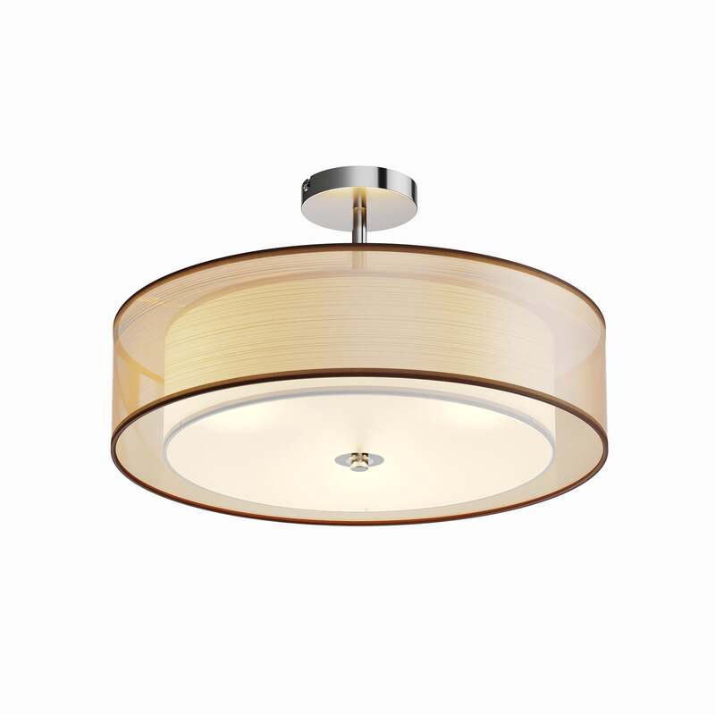 Lindby Deckenleuchte Pikka LED Lampe Leuchte dimmbar braun Ø50cm chrom 80W - 6291106558562