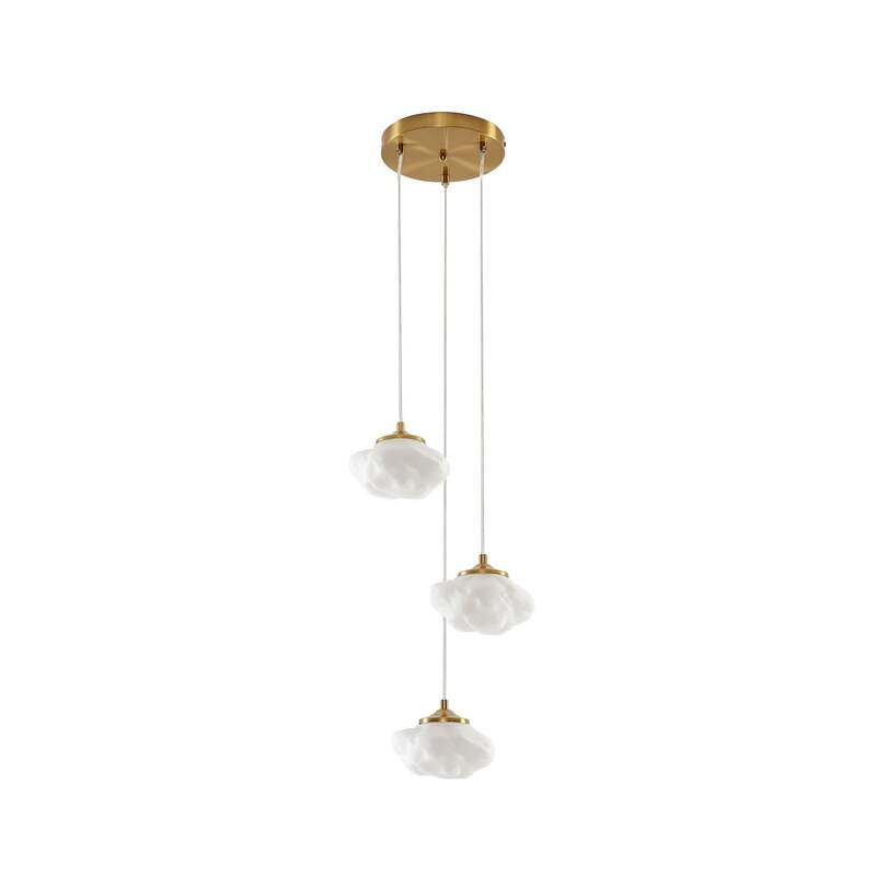 Lindby Hängelampe Hängeleuchte Piatra LED Pendelleuchte dimmbar opal messing - 0000010050329