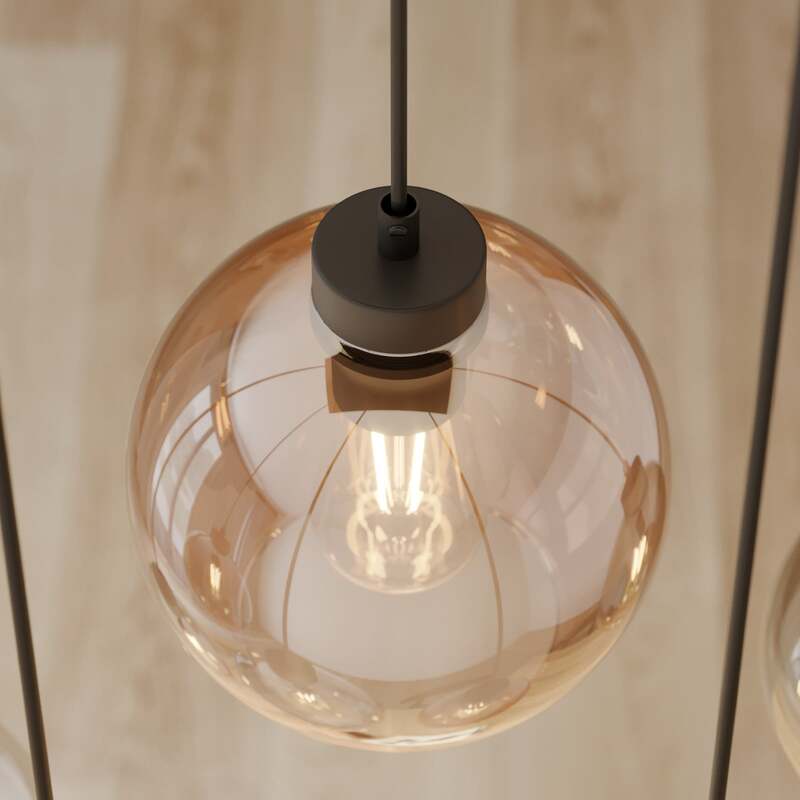 Hängeleuchte Cubus 74cm 6-flg LED Pendelleuchte dimmbar klar honig braun - 5901780521646