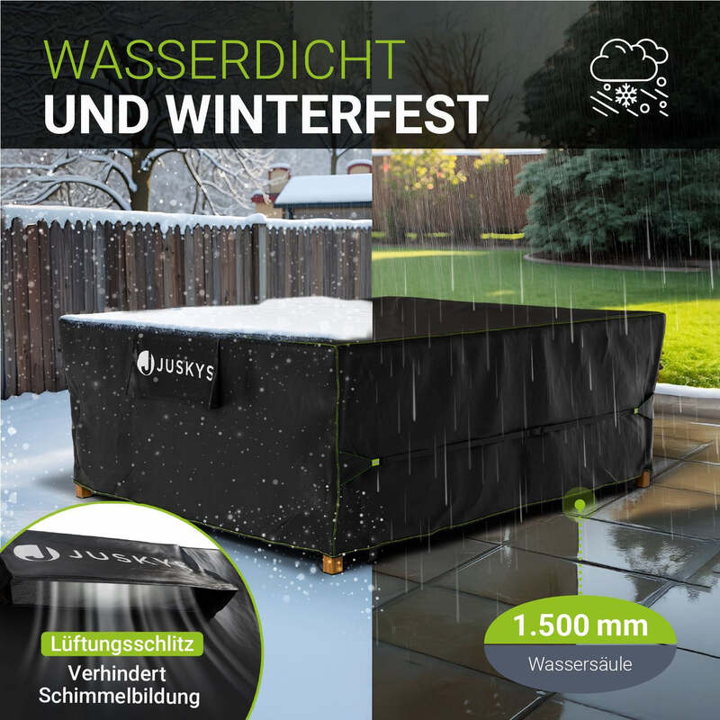 Abdeckplane Gartenmöbel Schutzhülle wasserdicht schwarz 250x210x90cm winterfest - 4262437184371
