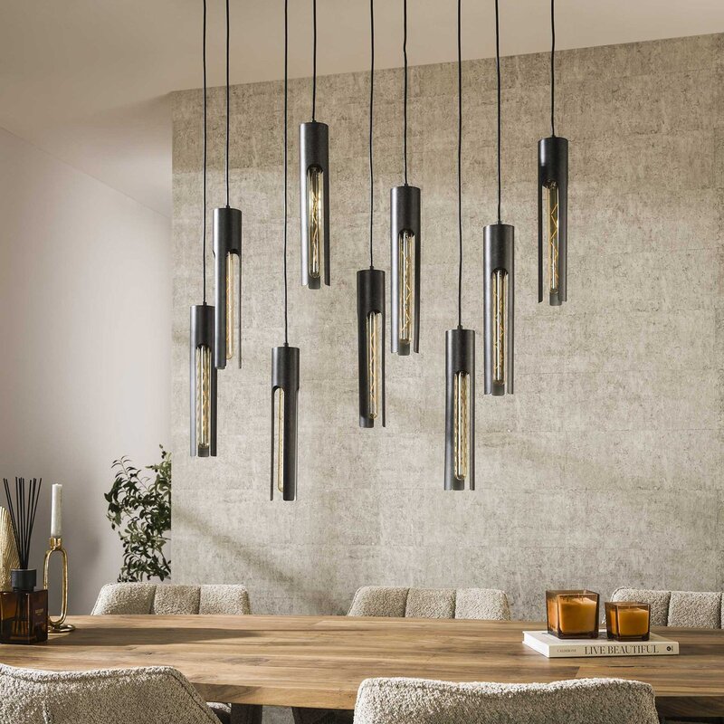 Zijlstra Hängeleuchte Pendelleuchte Tube Deckenlampe 100x18cm Metall 9-flammig - 8713244072062