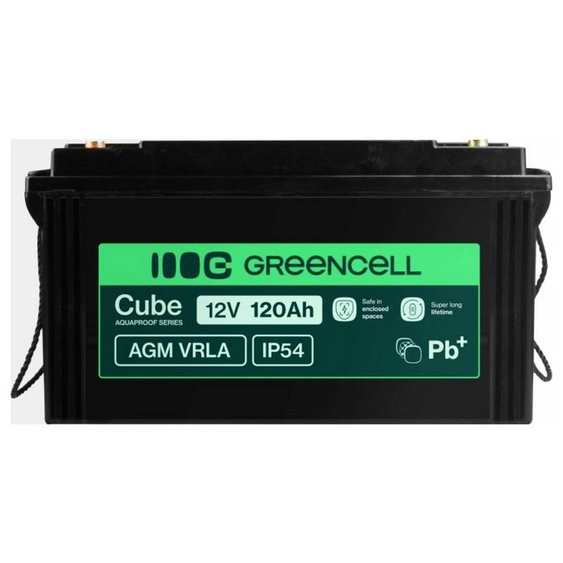Green Cell Bleiakku AGM 120Ah 12V wiederaufladbar M8-Schraubanschluss 32kg 220mm - 5904326376298