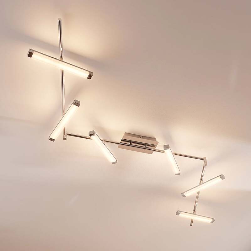 Lindby Deckenleuchte Pilou LED dimmbar 6-flg chrom Lampe Leuchte 192,5x25cm - 4251096546897