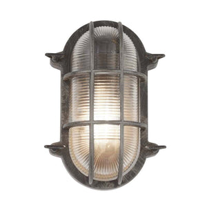 B-Ware Schiffarmatur Porto oval schwarz-silber E27 dimmbar IP44 60W Searchlight