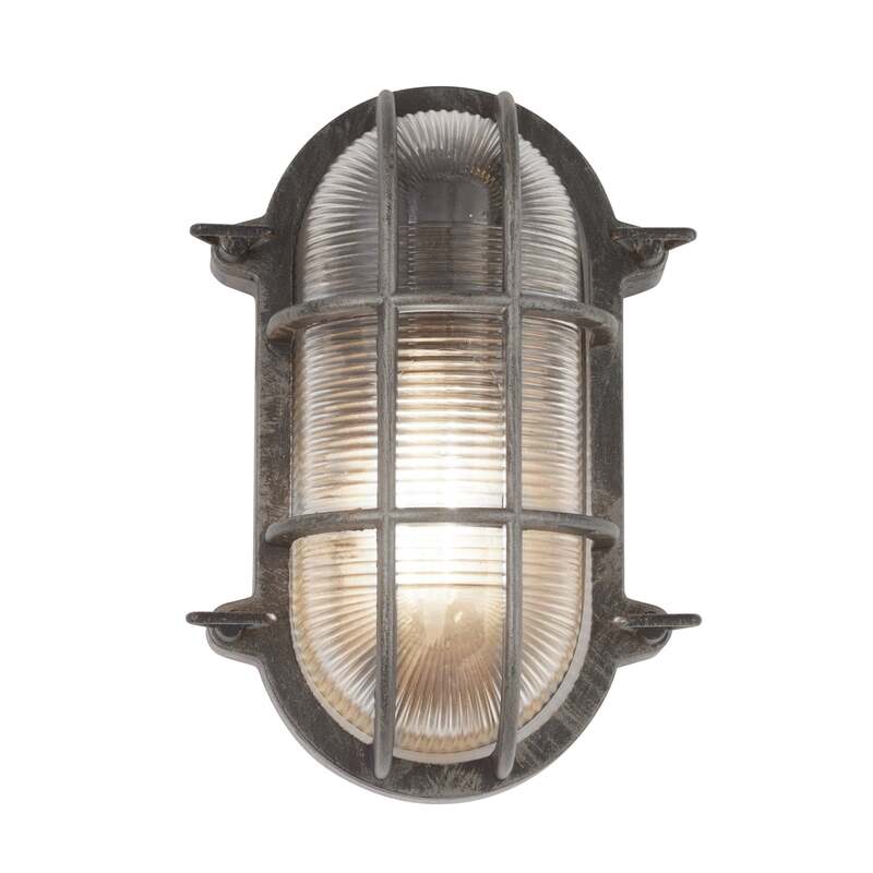 Schiffarmatur Porto oval schwarz-silber E27 dimmbar IP44 60W Searchlight - 5053423228853
