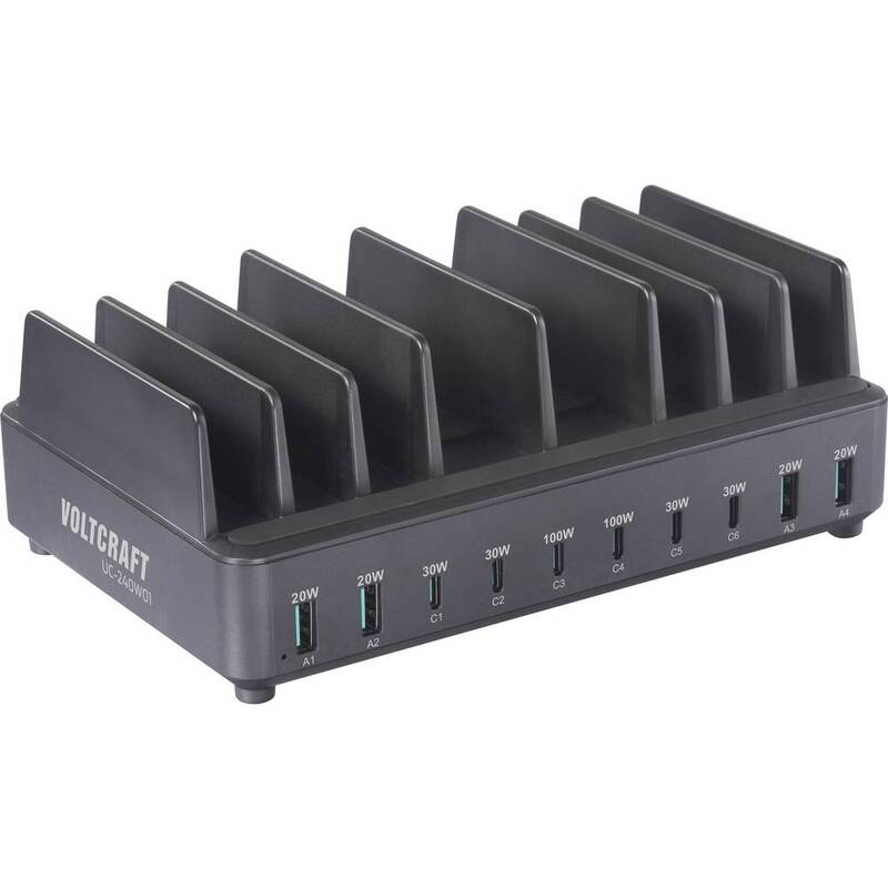 VOLTCRAFT USB-Ladestation Ladegerät Schnellladegerät UC-240W01 240W Schwarz - 4064161497051