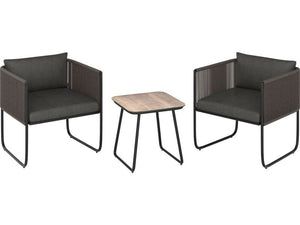 B-Ware Lounge-Set Fullerton 3-teilig Wicker Stahl anthrazit-grau Gartenmöbel Sitzgruppe