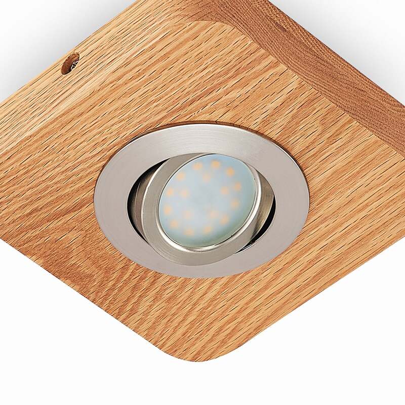 Lindby Deckenleuchte Mikari LED Lampe Downlight Holz schwenkbar warmweiß 14cm - 4251911707939