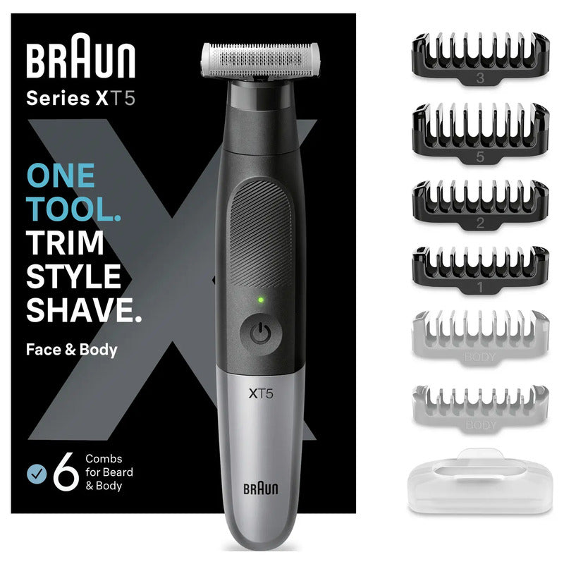 Braun Körperhaartrimmer Trimmer ganzer Körper schwarz wasserdicht 6 Aufsätze - 4210201400424