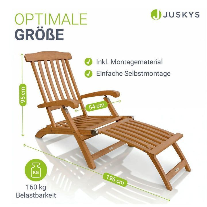 Gartenliege klappbar Evia Sonnenliege wetterfest Holz ergonomisch verstellbar - 4262437187464