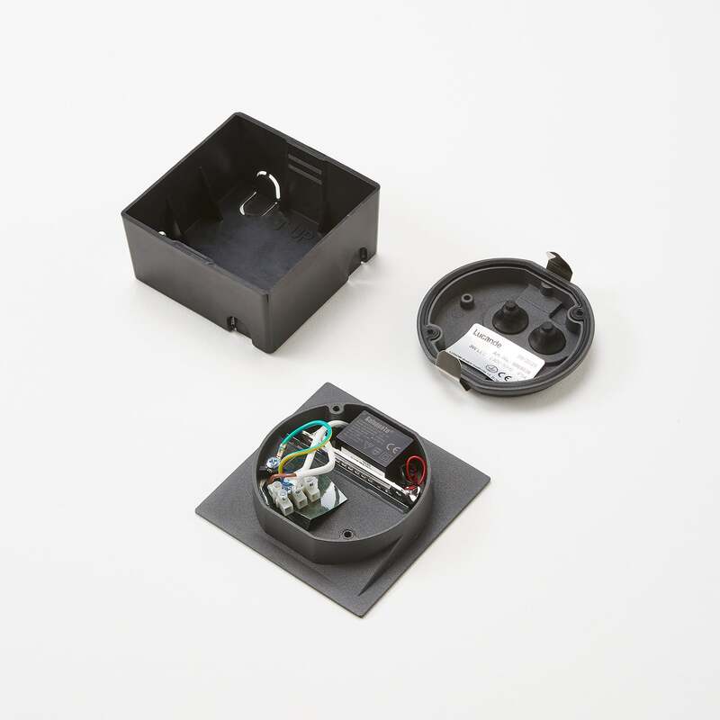 Lucande Wandleuchte Wandlampe LED Einbauleuchte dunkelgrau Aluminium Glas IP54 - 4251096526073