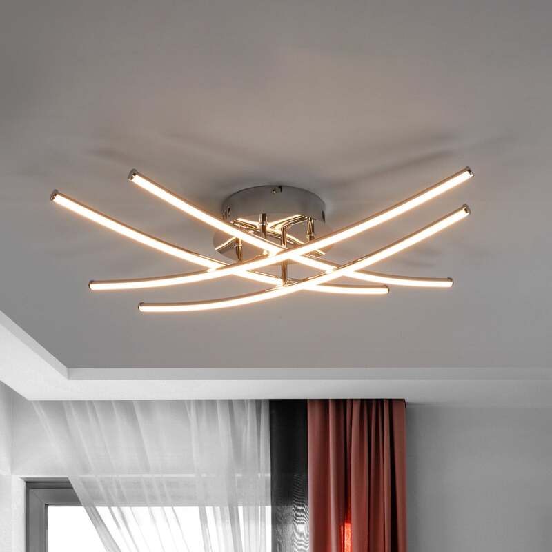 Lindby Deckenlampe Deckenleuchte Yael LED Lampe Leuchte chromfarben 67x67cm - 4251096525328